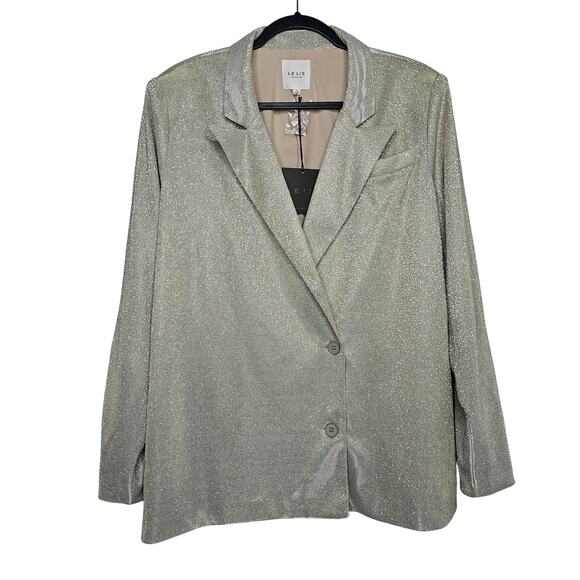 LELIS Magnifique Shine Glitter Blazer Size L Party Date Night Shimmer Disco Rave - Picture 2 of 9